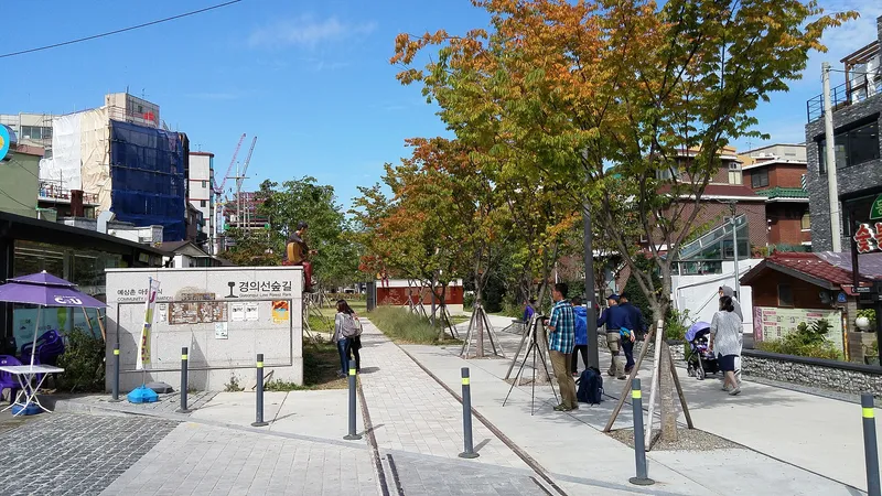 The Gyeongui Line Forest Park path as the leaves turn